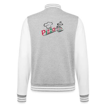 Pizza Bäcker mit Kochmütze, chef hat - College-Sweatjacke - Grau meliert/Weiß - Hinten - Marisol (170cm)