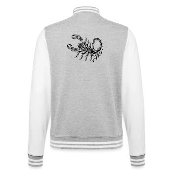 Großer Skorpion im Tribal & Tattoo Style - College-Sweatjacke - Grau meliert/Weiß - Hinten - Marisol (170cm)