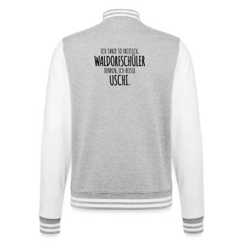 wortwitz waldorf humor - College-Sweatjacke - Grau meliert/Weiß - Hinten - Marisol (170cm)