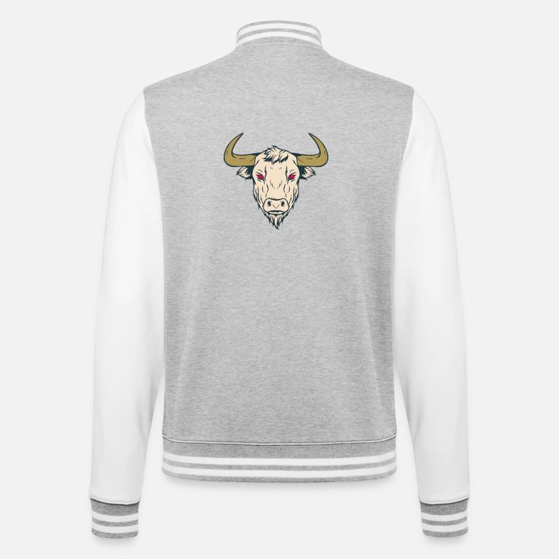 Taurus Red Eyes Devil - College Sweat Jacket - heather grey/white