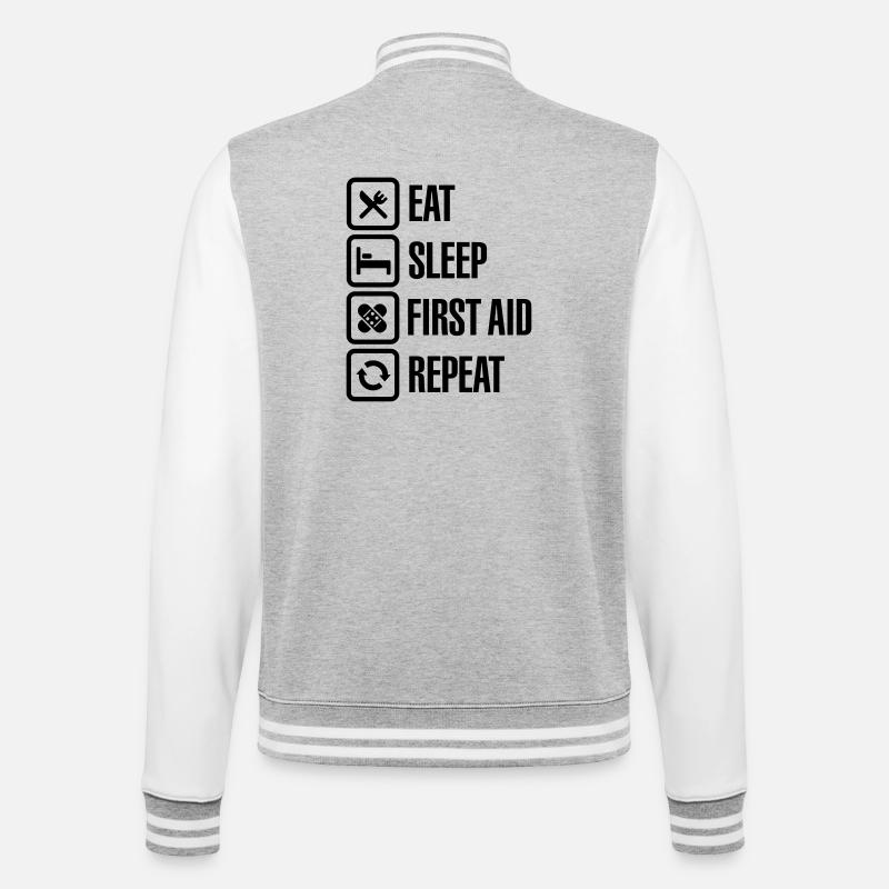 Eat Sleep First Aid Repeat - College-Sweatjacke - Grau meliert/Weiß