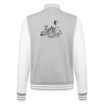 Joyeux anniversaire, félicitations - Veste Teddy - gris chiné / blanc - Dos - Marisol (170cm)