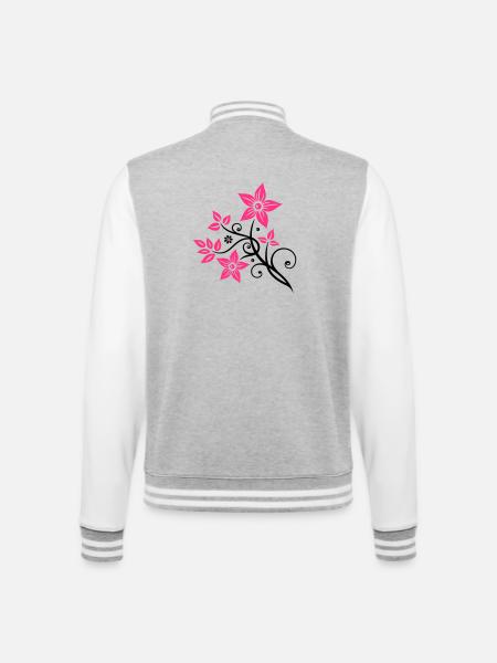 Beautiful, filigree flowers. Floral element. - College Sweat Jacket - heather grey/white
