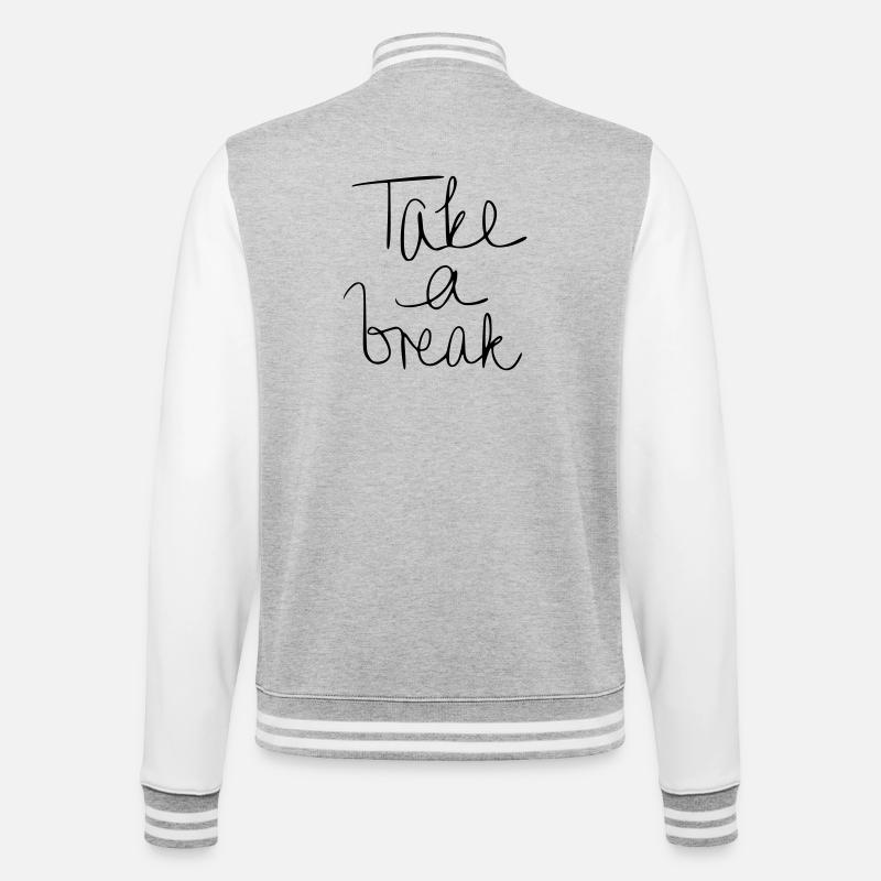 Take a break - College-Sweatjacke - Grau meliert/Weiß