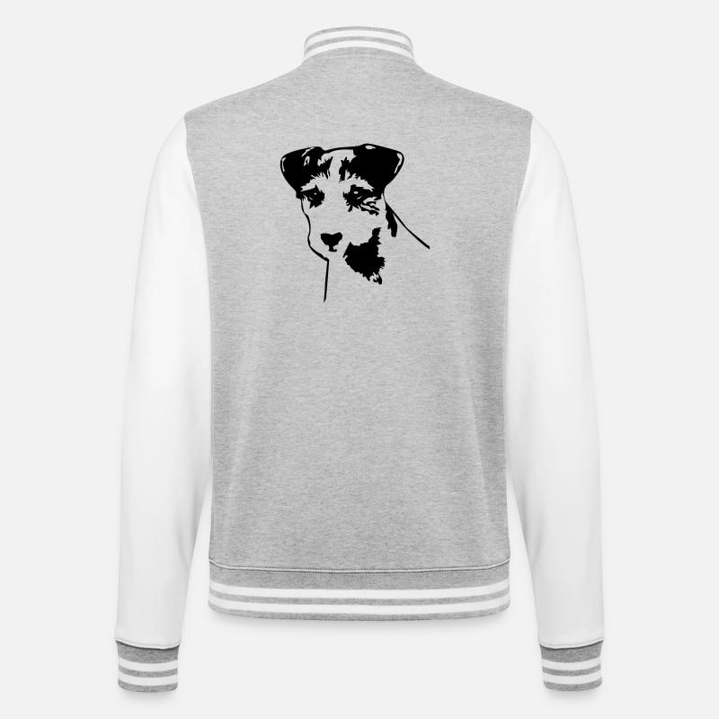Parson Russell Terrier head - College Sweat Jacket - heather grey/white