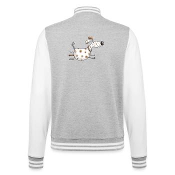 Lustiger Hund - Hunde - Comic - Dog - Tiere - College-Sweatjacke - Grau meliert/Weiß - Hinten - Marisol (170cm)