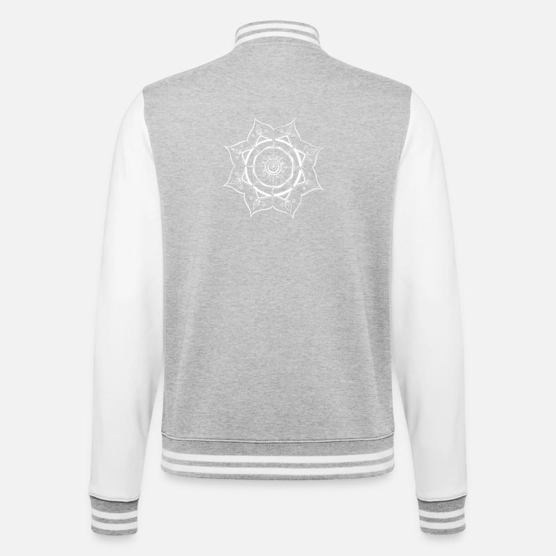 Mandala Spider Web Design - College Sweat Jacket - heather grey/white