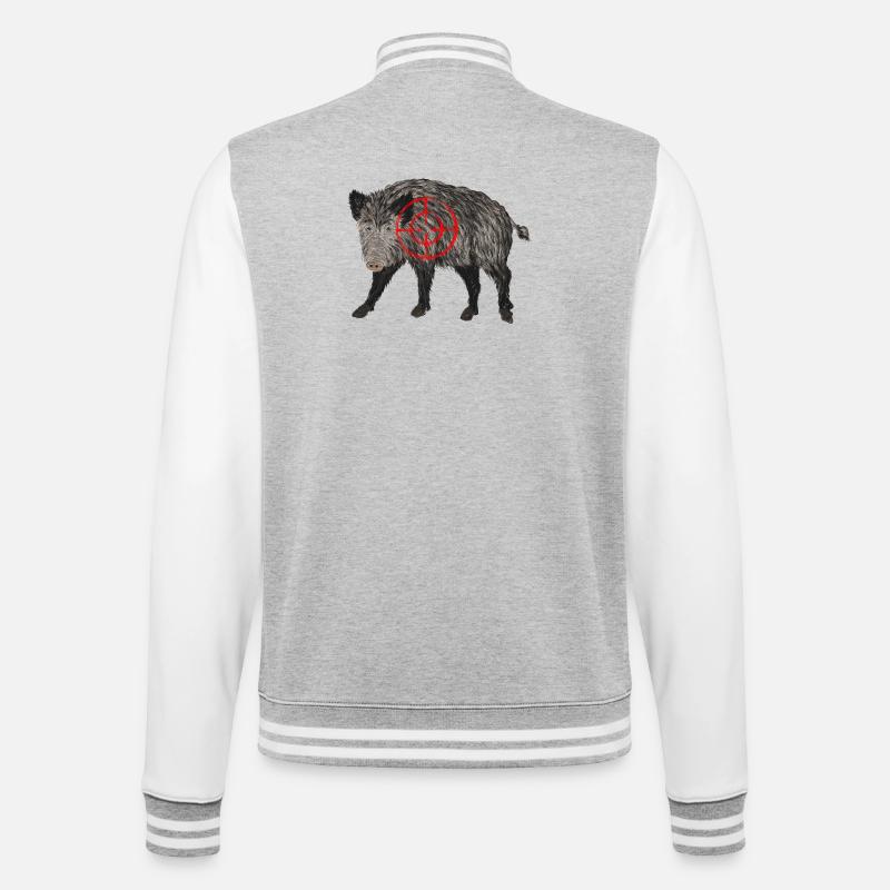 wildschwein jäger - College-Sweatjacke - Grau meliert/Weiß