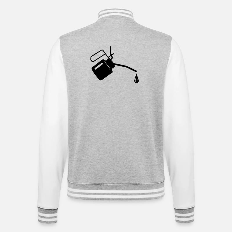 Ölkännchen mit einem Tropfen Öl - College-Sweatjacke - Grau meliert/Weiß