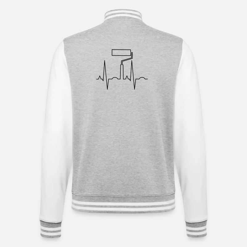 Abstraktes geometrisches Kunstmuster  - College-Sweatjacke - Grau meliert/Weiß