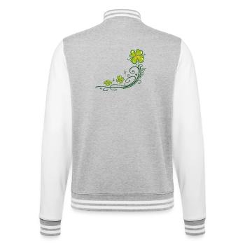 Kleeblatt Klee Silvester St Patricks Day - College-Sweatjacke - Grau meliert/Weiß - Hinten - Marisol (170cm)