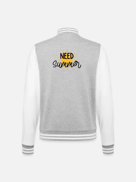 été / vacances / plage / soleil / mer - Veste Teddy - gris chiné / blanc