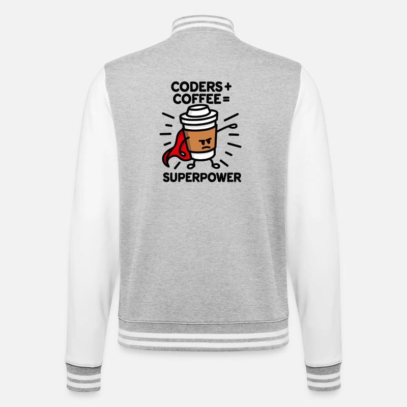 Coders + coffee = superpower (superhero) light - College Sweat Jacket - heather grey/white
