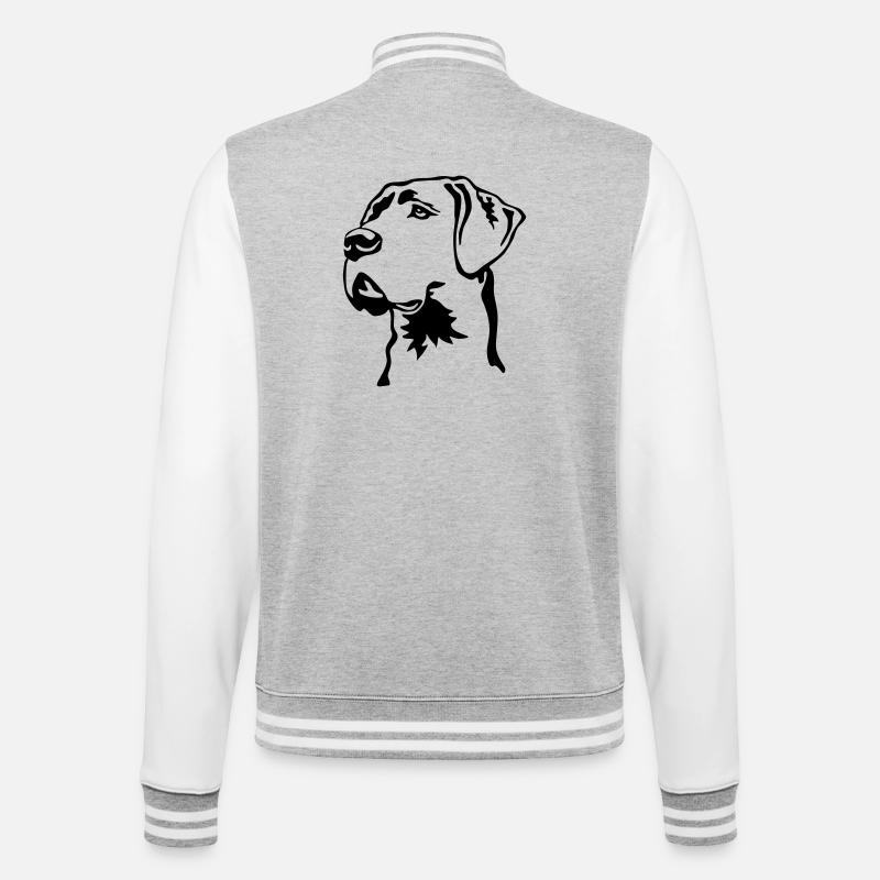 Great Dane head - College Sweat Jacket - heather grey/white