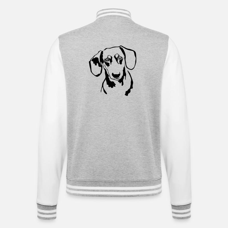 Dachshund head - College Sweat Jacket - heather grey/white