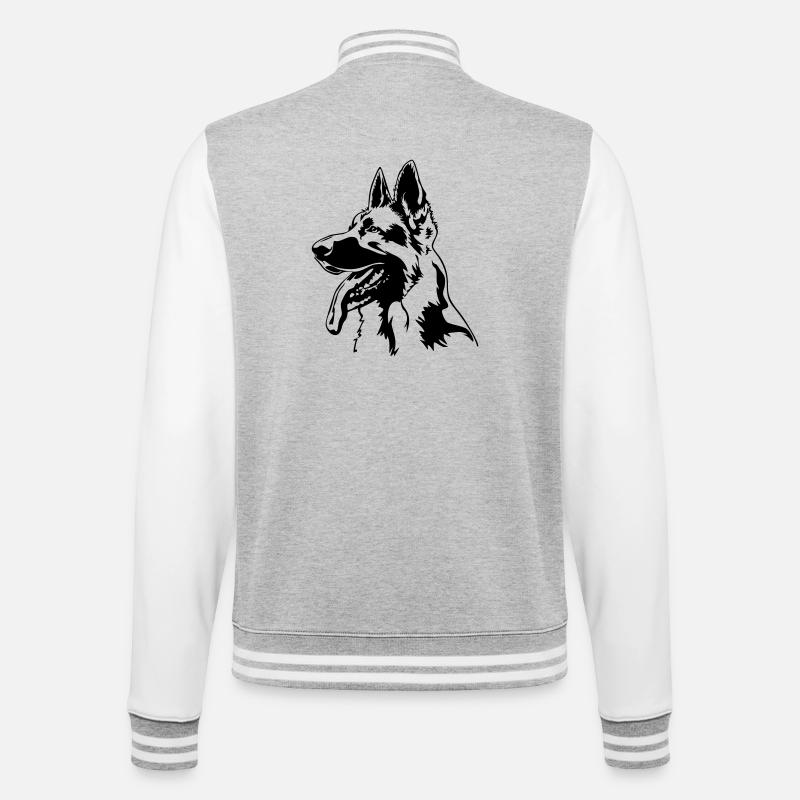 Deutscher Schäferhund Kopf - College-Sweatjacke - Grau meliert/Weiß