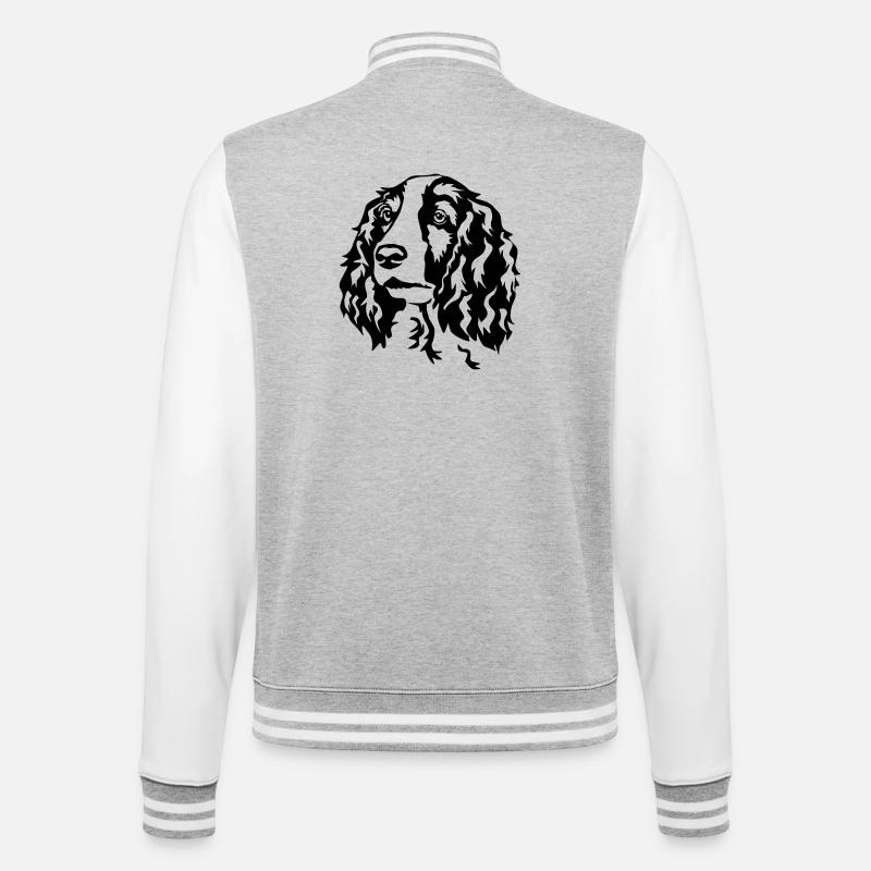 Welsh Springer Spaniel Kopf - College-Sweatjacke - Grau meliert/Weiß