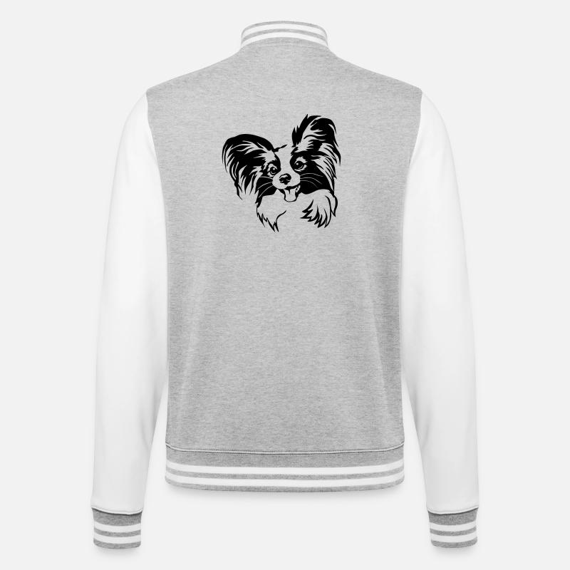 Papillon head - College Sweat Jacket - heather grey/white