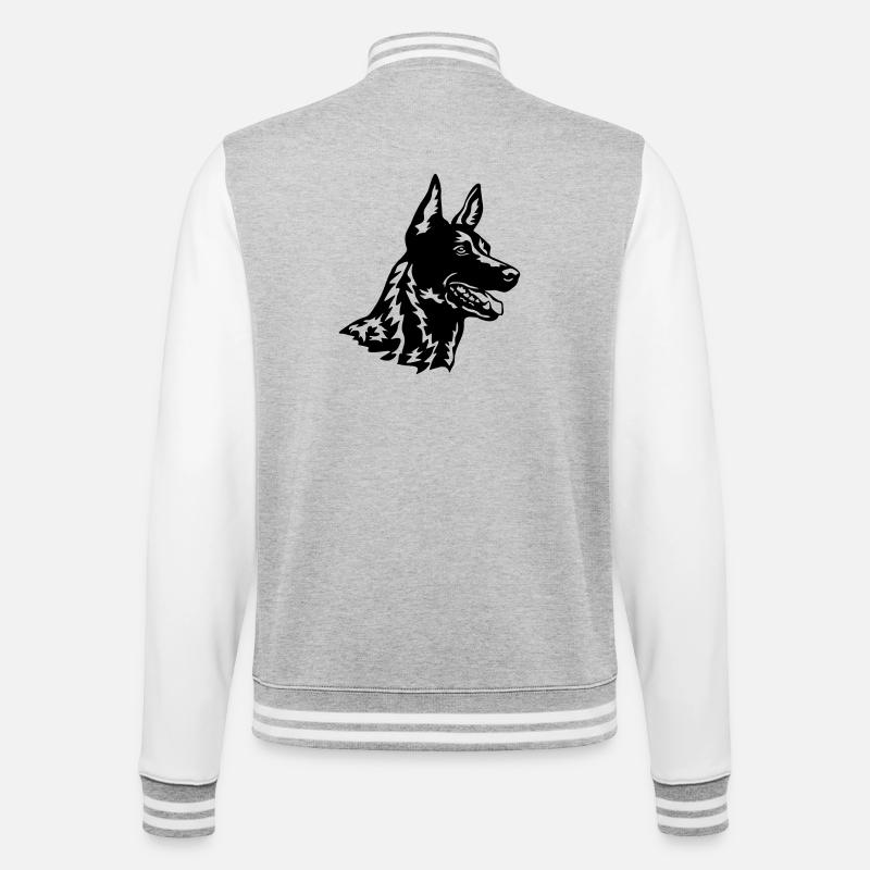 Hollandse Herder Kopf - College-Sweatjacke - Grau meliert/Weiß