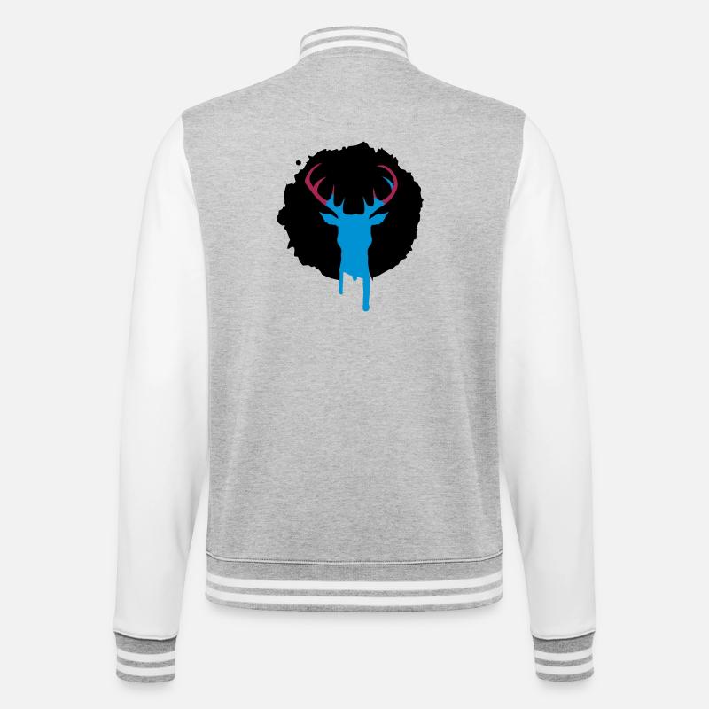 Hirsch Patch Graffiti - College-Sweatjacke - Grau meliert/Weiß