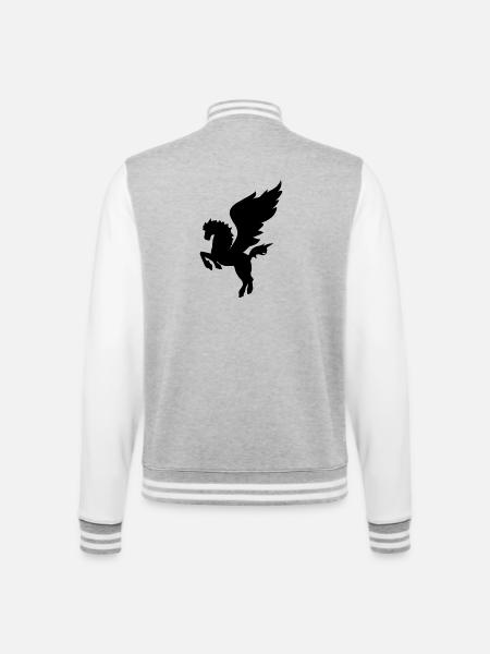 Pegasus Winged Horse Greek Mythology - College Sweat Jacket - heather grey/white