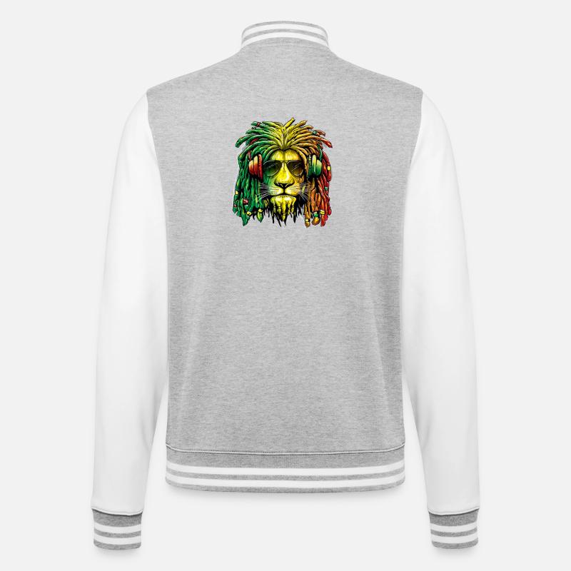 Lion Rasta - College-Sweatjacke - Grau meliert/Weiß