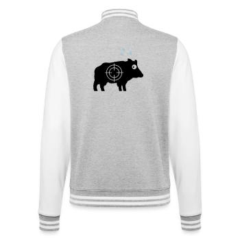 Wildschwein mit Angstschweiß und Fadenkreuz - College-Sweatjacke - Grau meliert/Weiß - Hinten - Marisol (170cm)