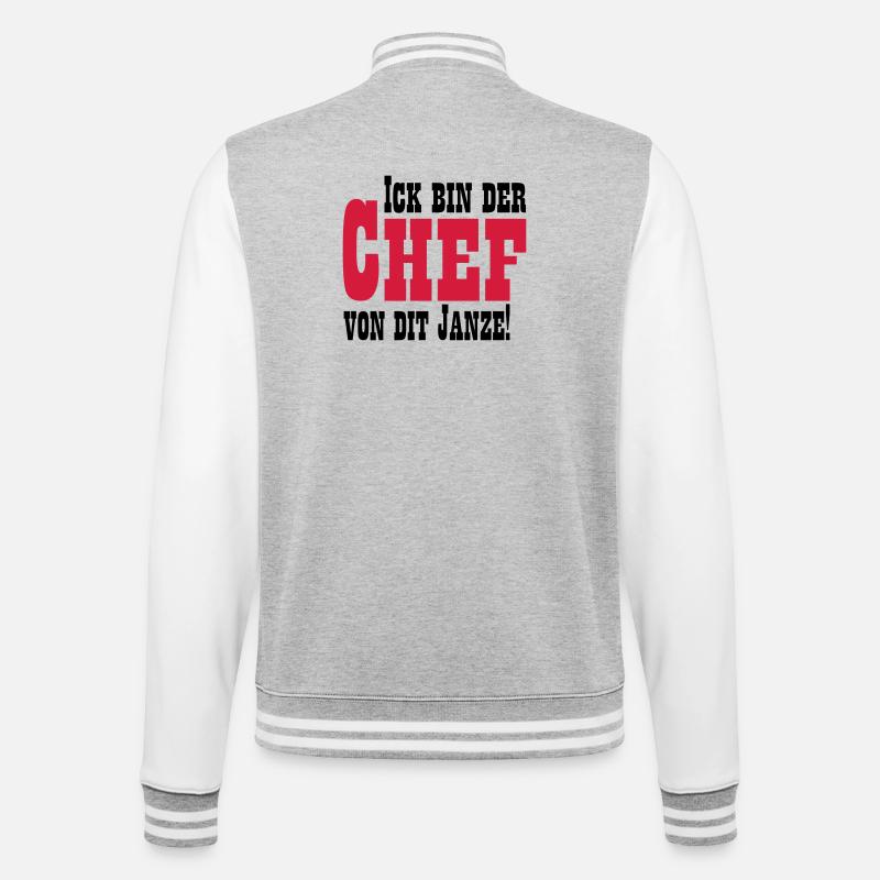 Chef von dit janze - College-Sweatjacke - Grau meliert/Weiß