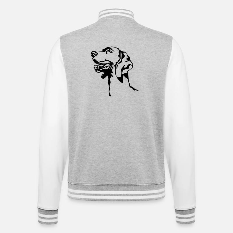 Weimaraner Kopf - College-Sweatjacke - Grau meliert/Weiß