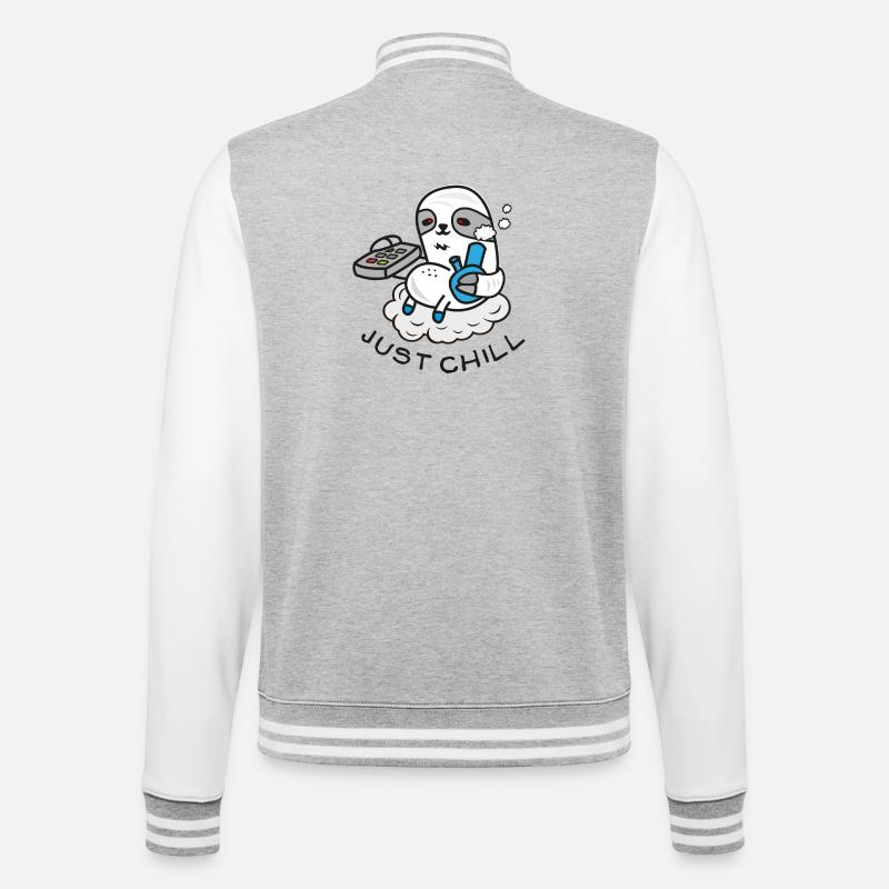 Sloth Sloth Sloth - Comic Drawing - Bong - College Sweat Jacket - heather grey/white