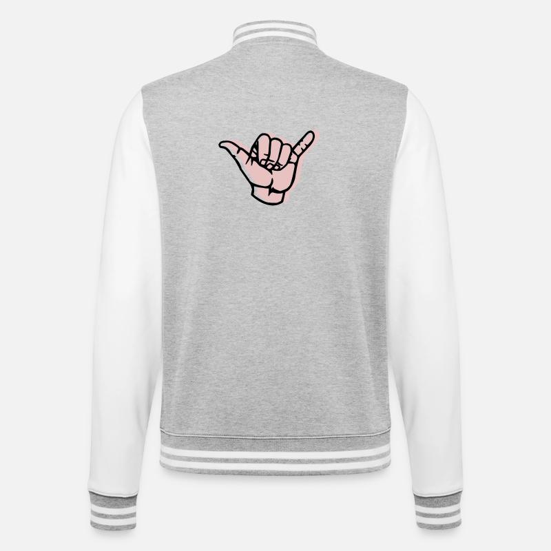 Décalage à la main - Veste Teddy - gris chiné / blanc