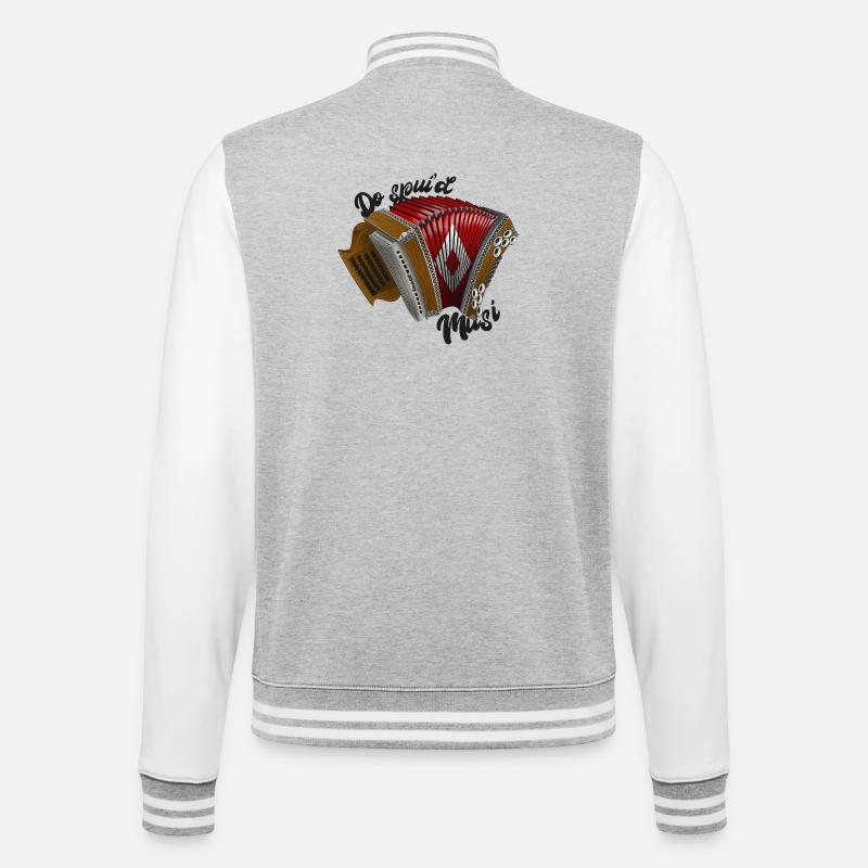 Do spui'd Musi // dunkel | ZiachON! - College-Sweatjacke - Grau meliert/Weiß