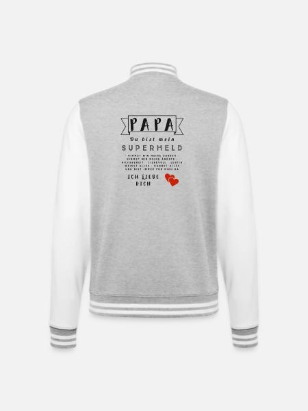 Papa Superheld Geschenk Vatertag Familie - College-Sweatjacke - Grau meliert/Weiß