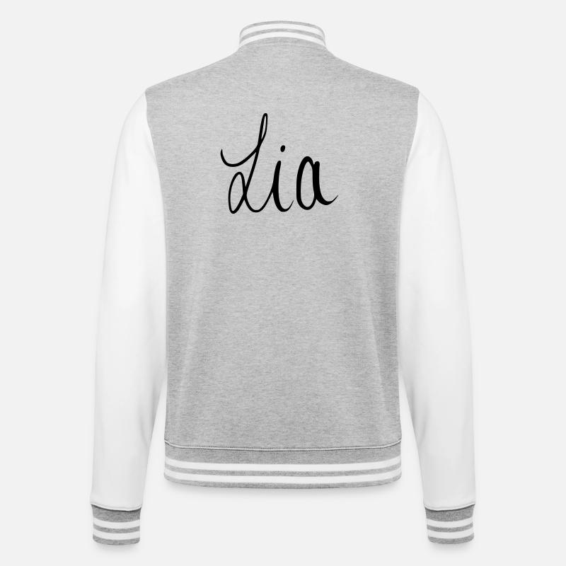 Lia - College-Sweatjacke - Grau meliert/Weiß