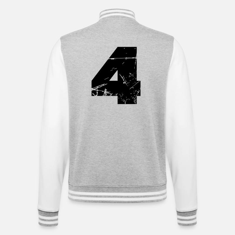 4 - College-Sweatjacke - Grau meliert/Weiß