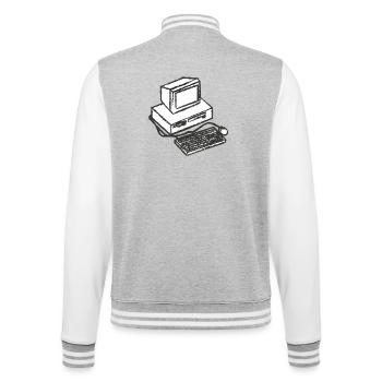 T shirt pc computer vintage computer gift idea - College Sweat Jacket - heather grey/white - Back - Marisol (170cm)