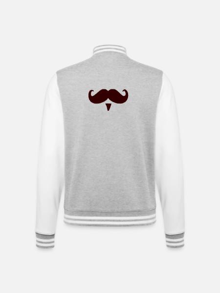 Schnurrbart Schnauz Oberlippenbart Geschenk - College-Sweatjacke - Grau meliert/Weiß