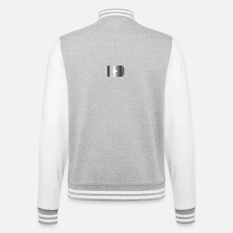 Silver Play Button - College Sweat Jacket - heather grey/white