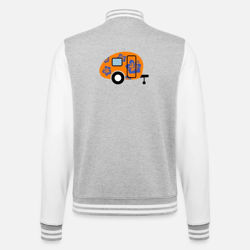 Hibiscus Caravan Caravan Camping Camper - College Sweat Jacket - heather grey/white