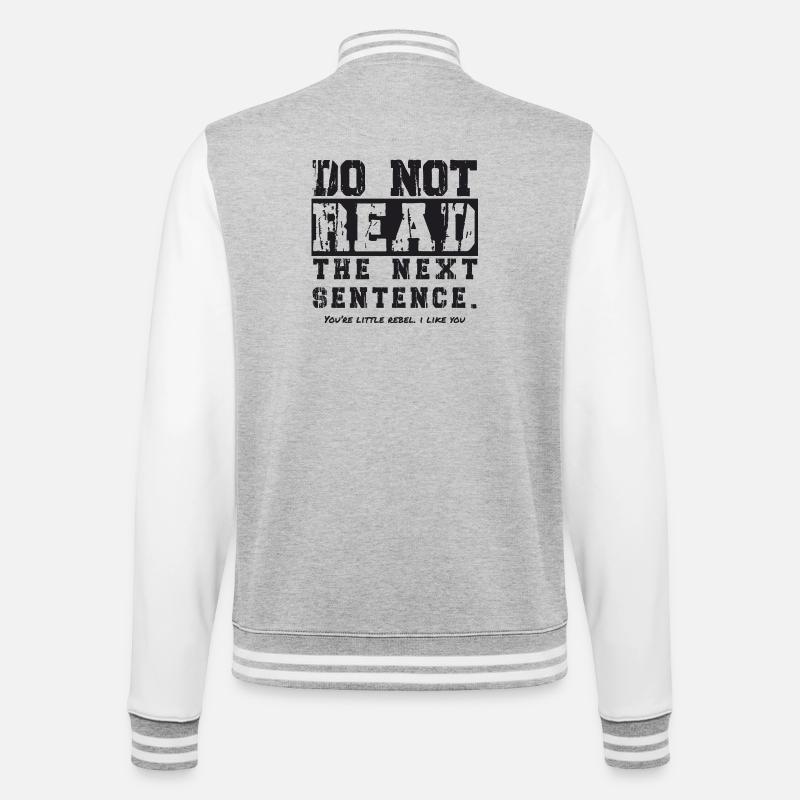Do not read the next sentence - College-Sweatjacke - Grau meliert/Weiß