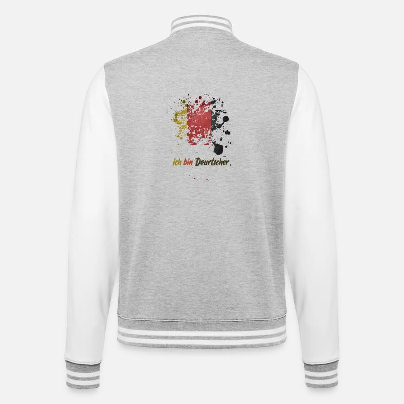 ich bin deutscher - College-Sweatjacke - Grau meliert/Weiß