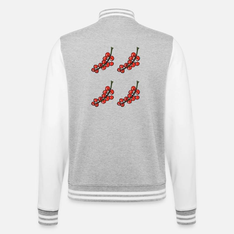 red currant - red currant - College Sweat Jacket - heather grey/white