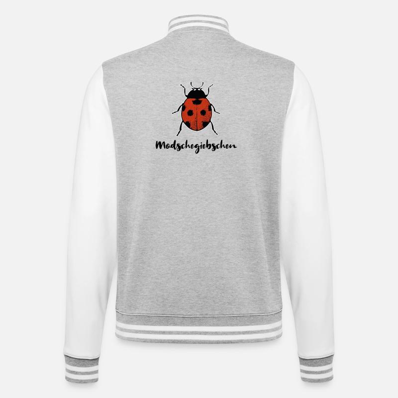 Modschegiebchen Marienkäfer Sächsisch Geschenk - College-Sweatjacke - Grau meliert/Weiß