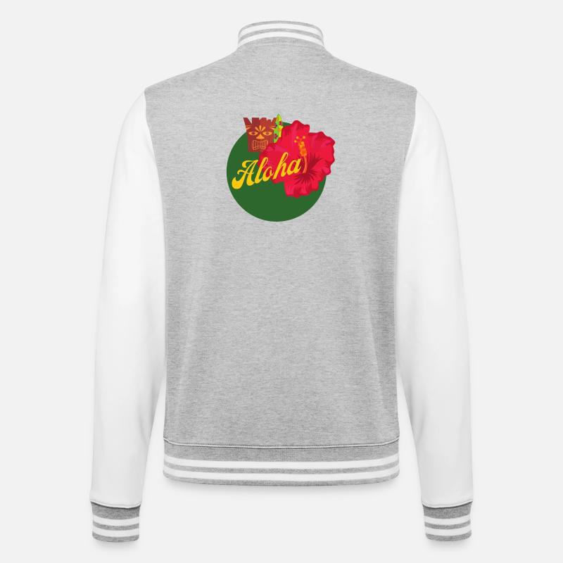 Aloha - College-Sweatjacke - Grau meliert/Weiß