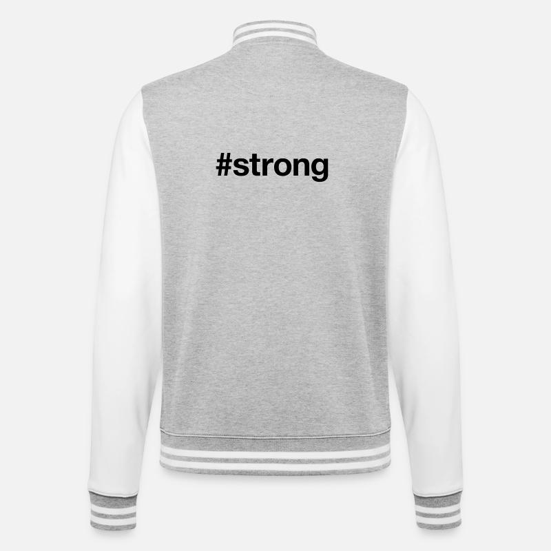 STRONG - College-Sweatjacke - Grau meliert/Weiß