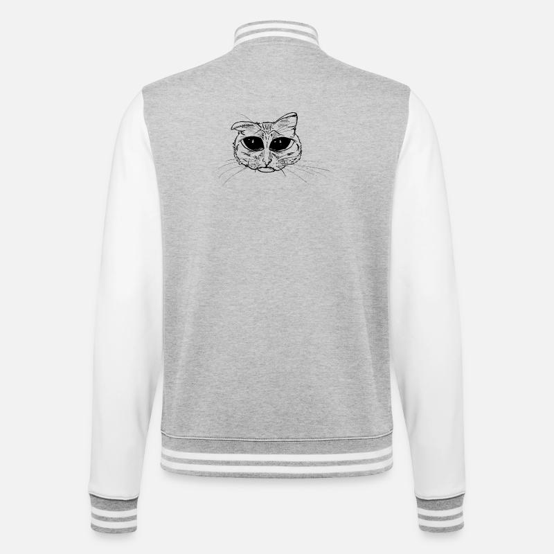 Katze Kätzchen Traurig Süß Kulleraugen - College-Sweatjacke - Grau meliert/Weiß