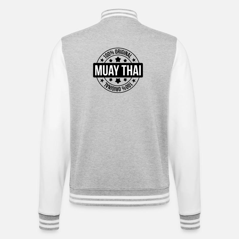 Muay-Thai - Thai-Boxen - College-Sweatjacke - Grau meliert/Weiß