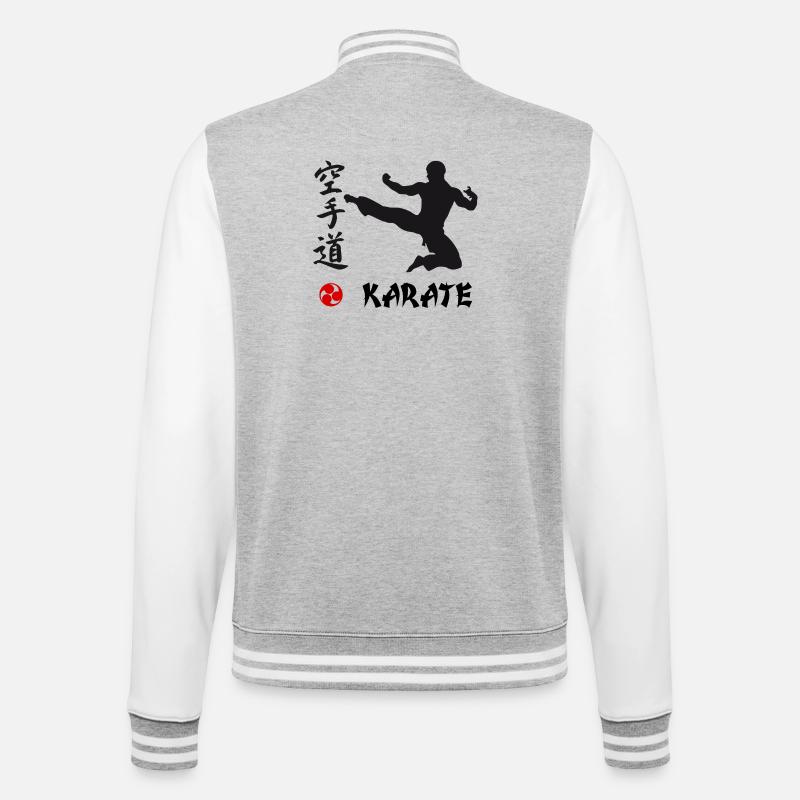 Karate schwarz - College-Sweatjacke - Grau meliert/Weiß