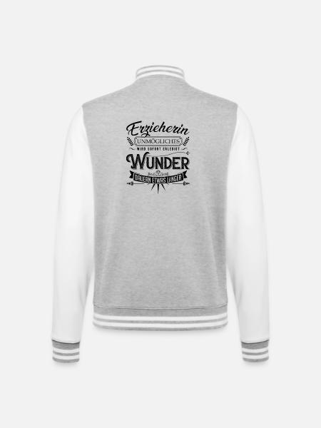 Erzieherin Geschenkideen - College-Sweatjacke - Grau meliert/Weiß