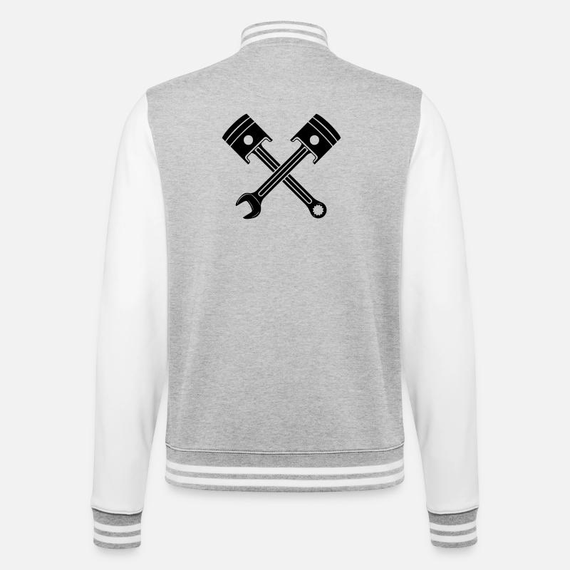 Clé de piston du moteur croisée - Veste Teddy - gris chiné / blanc